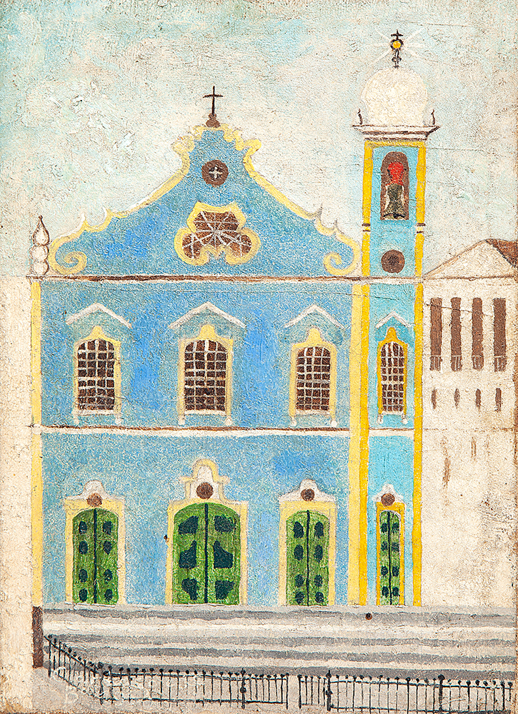 CARDOSO E SILVA - “Igreja do Pilar”, Óleo sobre tela, Ass.dat.1963 inf.esq., 22 x 16 cm., Reproduzida na pág.289 do livro “Odorico Tavares a minha casa baiana”.