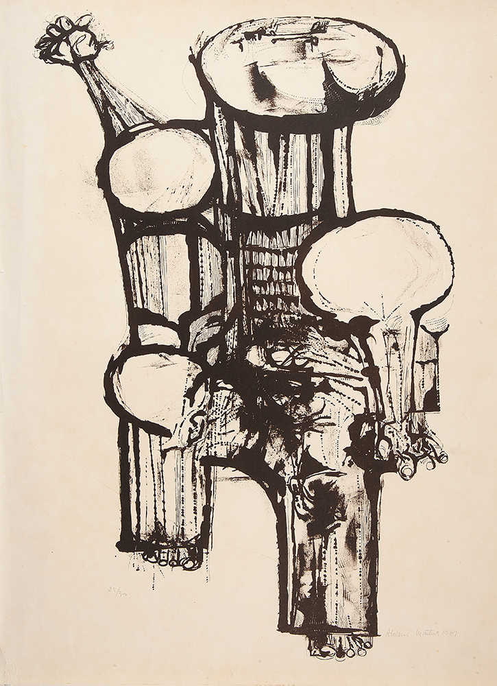 ALDEMIR MARTINS - “Figura”,Serigrafia – 25/30, Ass.dat.1961 inf. dir, 66 x 48 cm.Sem moldura.