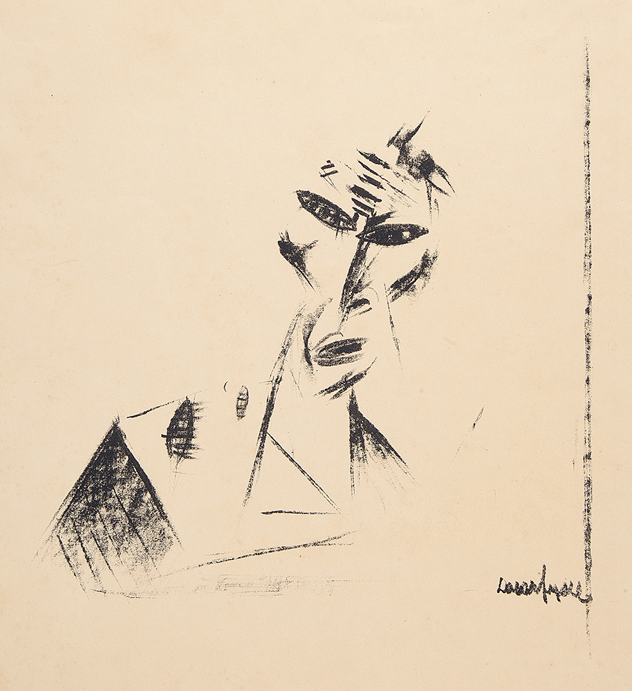 LASAR SEGALL - “Duas cabeças” -Litografia, 1917, Ass.inf.dir. na matriz, 41 x 37,5 cm.Sem moldura.