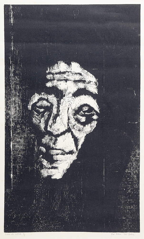 JOSÉ MARIA - “Sem título”, Xilogravura, 1/7, Ass.dat.1961 e loc. “Bahia” inf.dir, 81 x 43 cm.