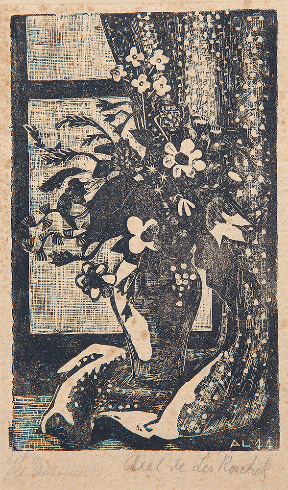 AXEL LESKOSCHEK - “Vaso de Flor”, Xilogravura, Ass.dat.1944 inf dir, 25,5 x 18,5 cm.Sem moldura.
