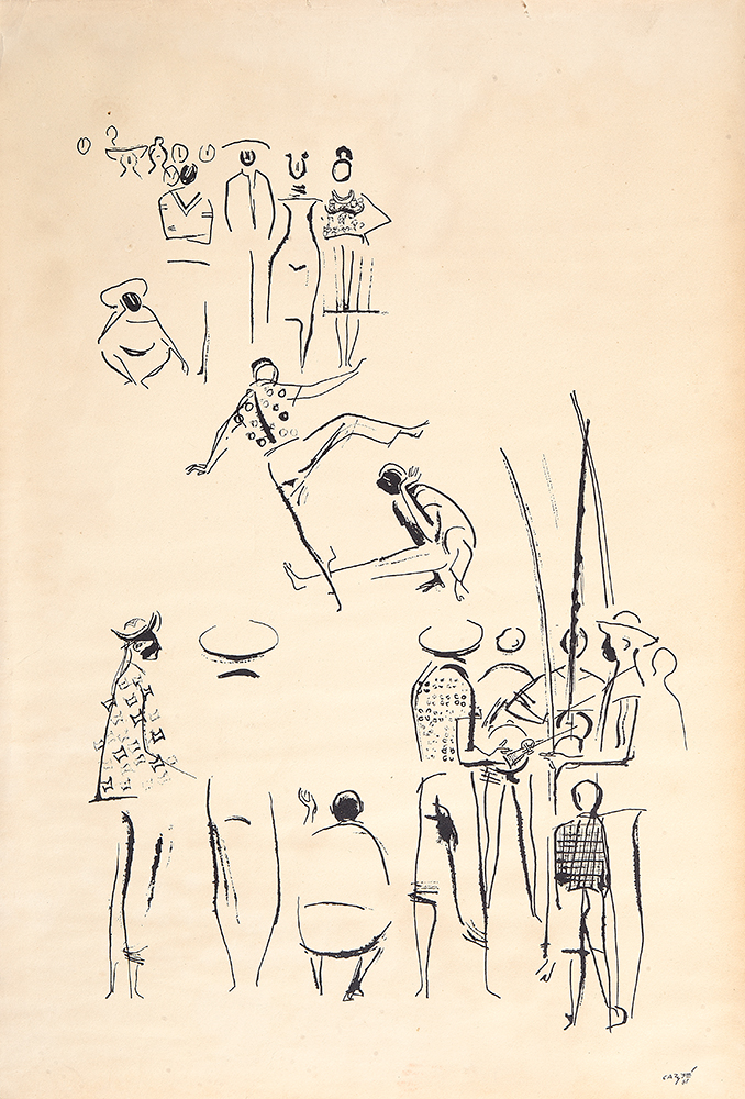 CARYBÉ - “Capoeira” Nanquim sobre papel, Ass.dat.1961 inf.dir, 54,5 x 37 cm, Sem moldura.
