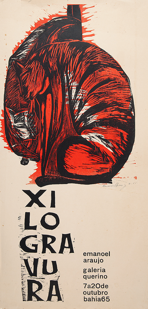 EMANOEL ARAÚJO - “Sem título” Xilogravura, Cartaz de exposição do artista Galeria Querino, Ass.centro sup., 86 x 42 cm. - Sem moldura.