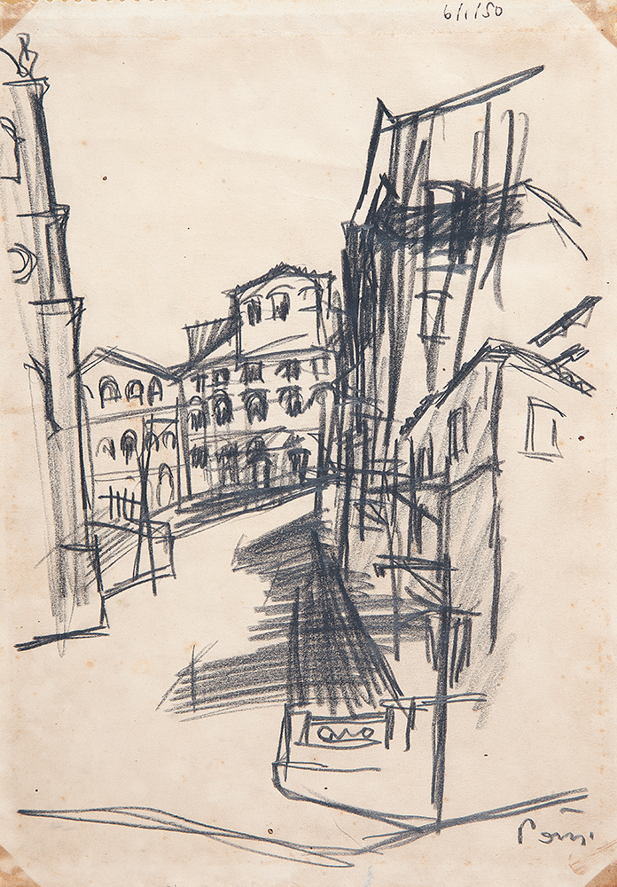 POTY LAZZAROTTO “Sem título” Desenho a lápis sobre papel, Ass. dat. – 06/ 01/1950 inf.dir,21  x 30 cm. Sem moldura.