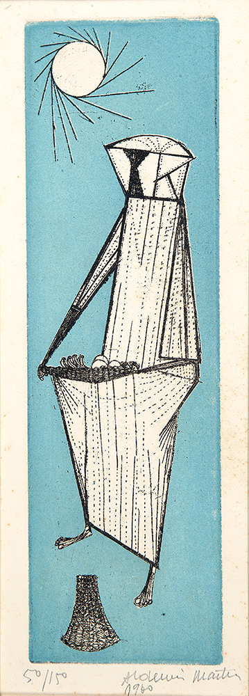 ALDEMIR MARTINS - “Figura” Gravura em metal, 50/150, Ass.dat.1960 inf.dir, 29,5 x 9 cm. - Sem moldura.