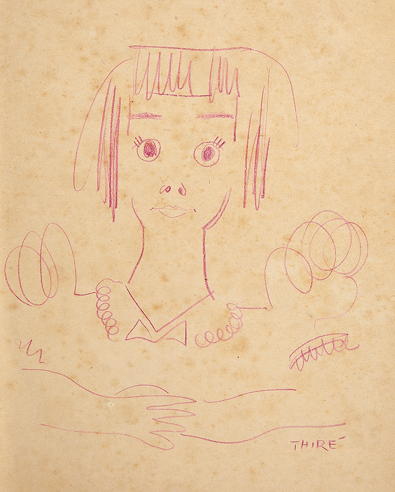 CARLOS ARTUR THIRÉ - “Menina” Desenho á lápis de cor sobre papel, Ass. inf. dir, 32,5 x 22 cm. - Sem moldura.