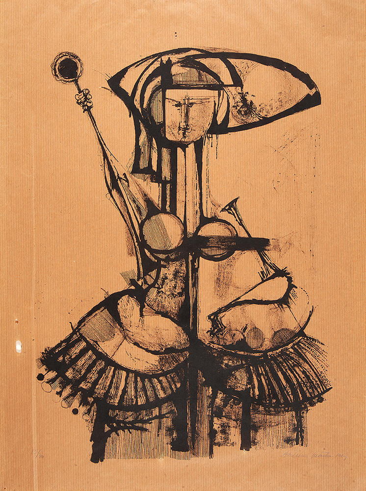 ALDEMIR MARTINS - “Figura” Serigrafia, 25/300, Ass.dat.1961 inf. dir, 69 x 50 cm. - Sem moldura.