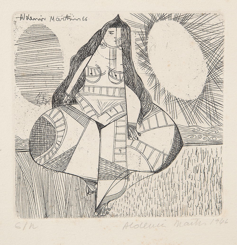 ALDEMIR MARTINS - “Mulher” Gravura em metal, Ass.dat.1966 inf. dir, 14 x 14 cm. - Sem moldura.
