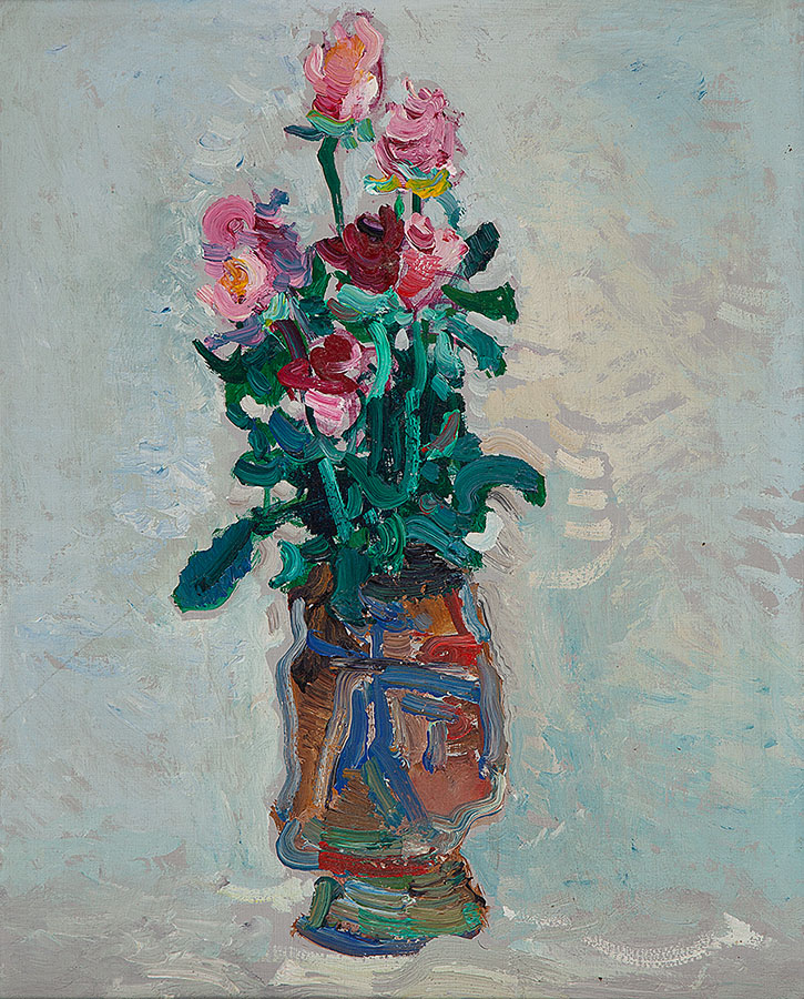 MANABU MABE - “Vaso de flor”- Óleo sobre tela - Ass.dat.1979 no verso - 50 x 40 cm.