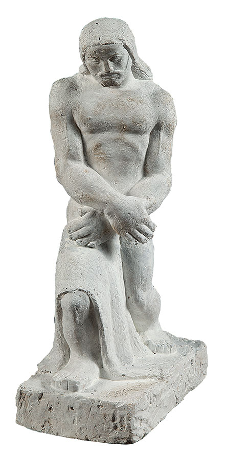 JULIO GUERRA - “Figura masculina” -Escultura em gesso - Assinada - 43 cm altura.