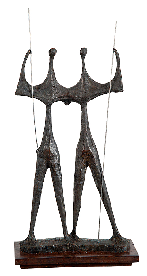 BRUNO GIORGI - “Candangos”- Escultura em bronze - Assinada - 27 x 14 cm.