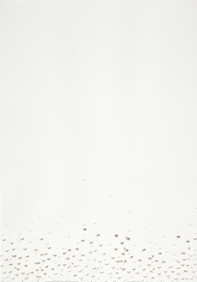 MACAPARANA - “Sem título” - Cartão branco perfurado em acrílico - Ass.dat.2007 no verso - 50 x 35 cm.
