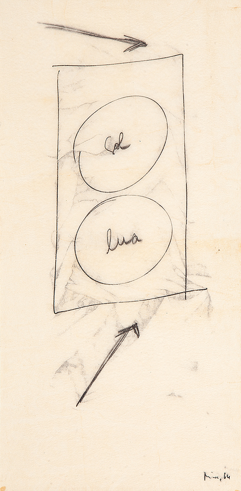 MIRA SCHENDEL - “Sol e lua” - Monotipia - Ass.dat.1964 inf. dir - 46 x 22,5 cm.