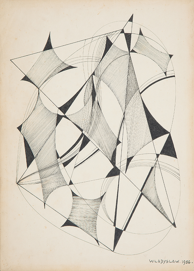 ANATOL WLADYSLAW - “Sem título”- Nanquim sobre papel -Ass.dat.1956 inf. dir - 37 x 27 cm.