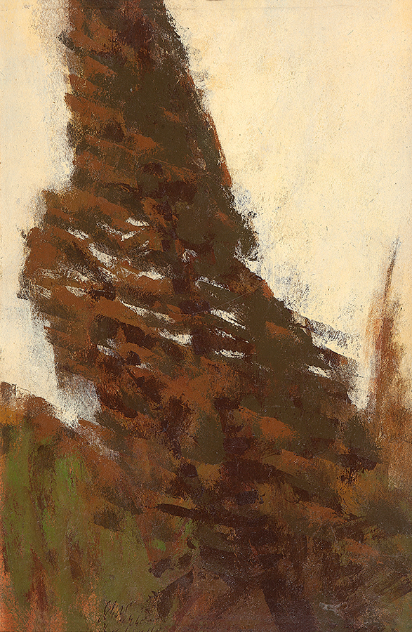 CARLOS SCLIAR - “Sem título” - Óleo sobre madeira - Ass.dat.1965 inf.esq. - 56 x 37,5 cm.