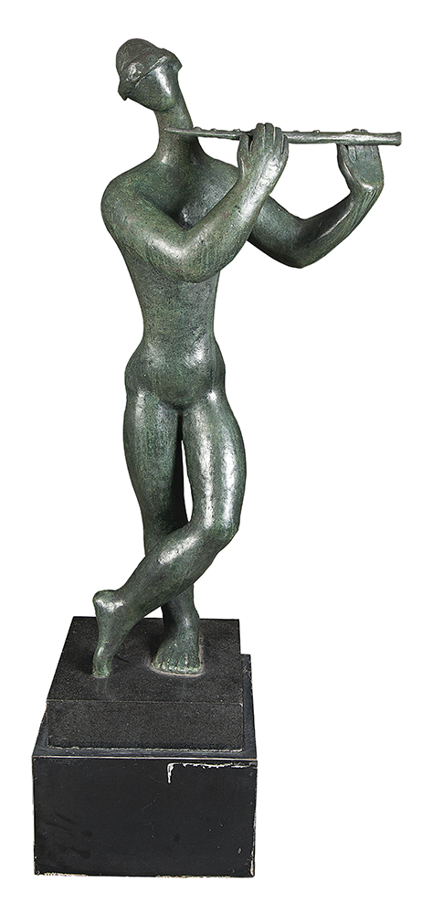 SÔNIA EBLING - “Flautista”, Escultura em bronze, Assinada,118 cm altura sem a base/128 cm altura com a base. - Obra adquirida diretamente do artista na década dos anos 80.
