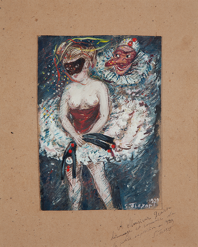 SAMSON FLEXOR - “Sem título”, Guache sobre papel, Ass.dat.1929 e com dedicatória inf.dir., 16 x 11 cm.