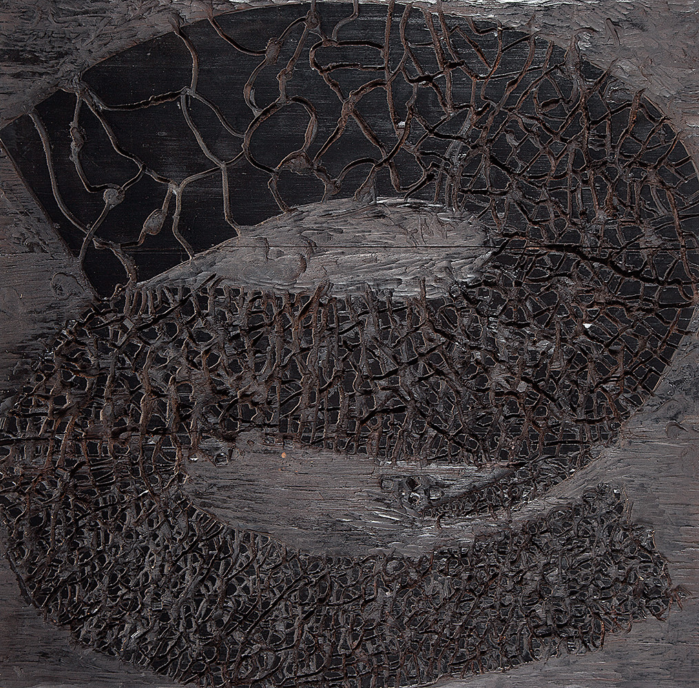 MARIA BONOMI- “Sem título”, Matriz de gravura B, Ass. no verso, 80 x 79 cm.