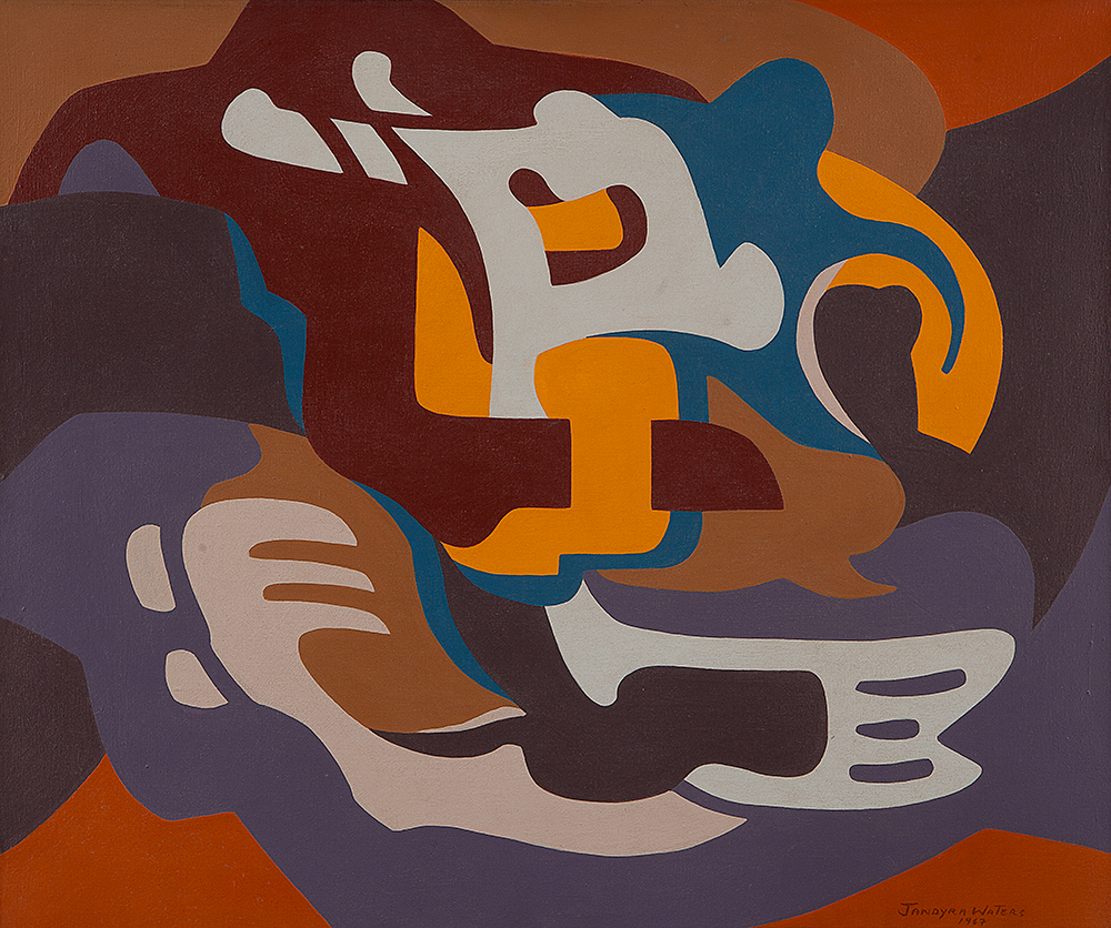 JANDYRA WATERS- “Sem título”,Óleo sobre tela, Ass.dat.1967 inf.dir, 45 x 54 cm.Com vestígio de carimbo no verso.