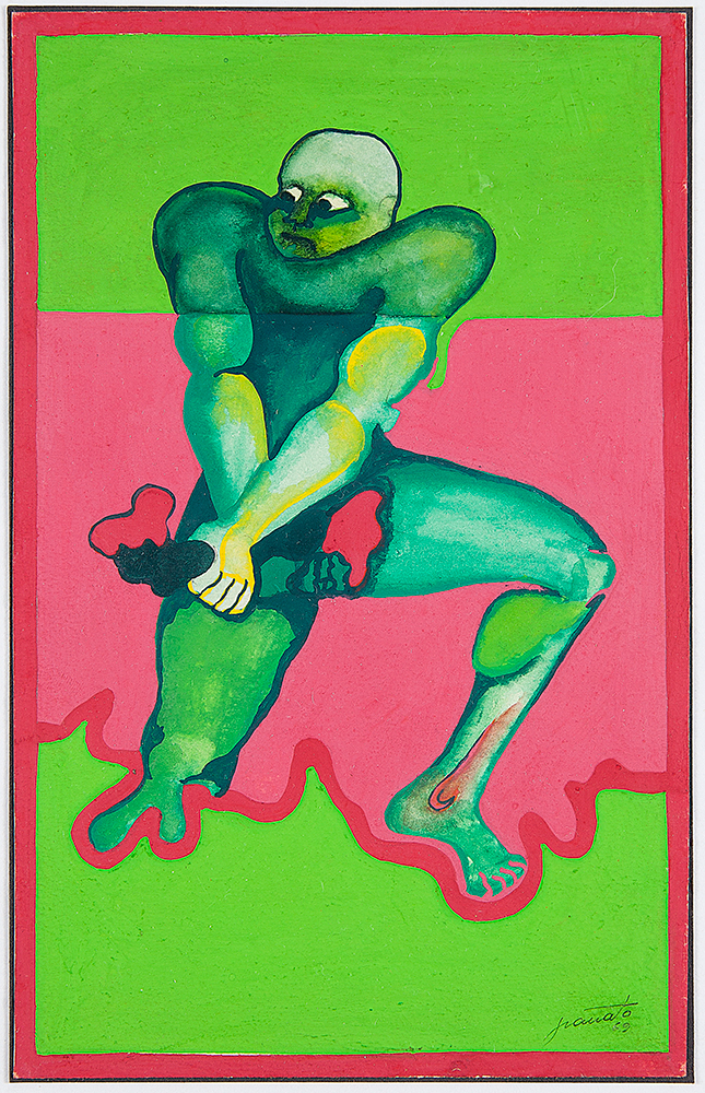 IVALD GRANATO- “Figura”, Guache sobre cartão, Ass.dat.1969 inf.dir, 21 x 13,5 cm.