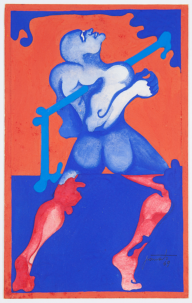 IVALD GRANATO- “Figura”, Guache sobre papel sobre cartão, Ass.dat.1969 inf.dir, 20 x 12,5 cm.