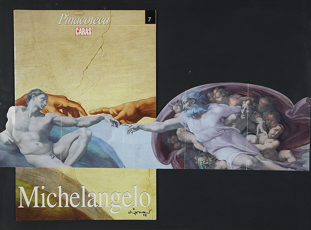 NELSON LEIRNER - Da série: “O preço da arte”, Recorte e colagem de papel, Ass.dat.1998 no centro, ass. dat.1997 no verso, 43 x 63 cm.