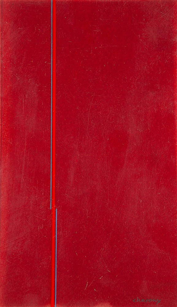 LOTHAR CHAROUX- “Objeto”, Guache sobre cartão e policristal, 1978, Ass.inf.dir, 24,5 x 14,5 cm.Com dedicatória em placa para Armando e Carlos.