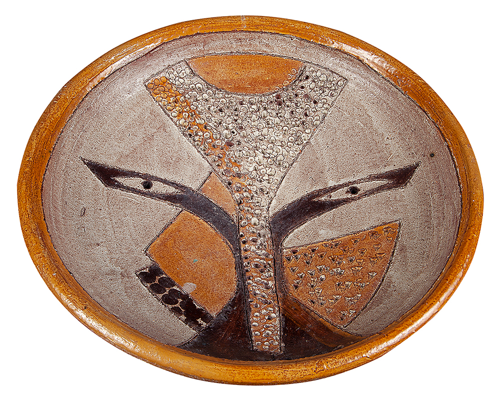 MIGUEL DOS SANTOS - “Prato decorativo”, Cerâmica pintado, Assinado, 34 cm diâmetro.