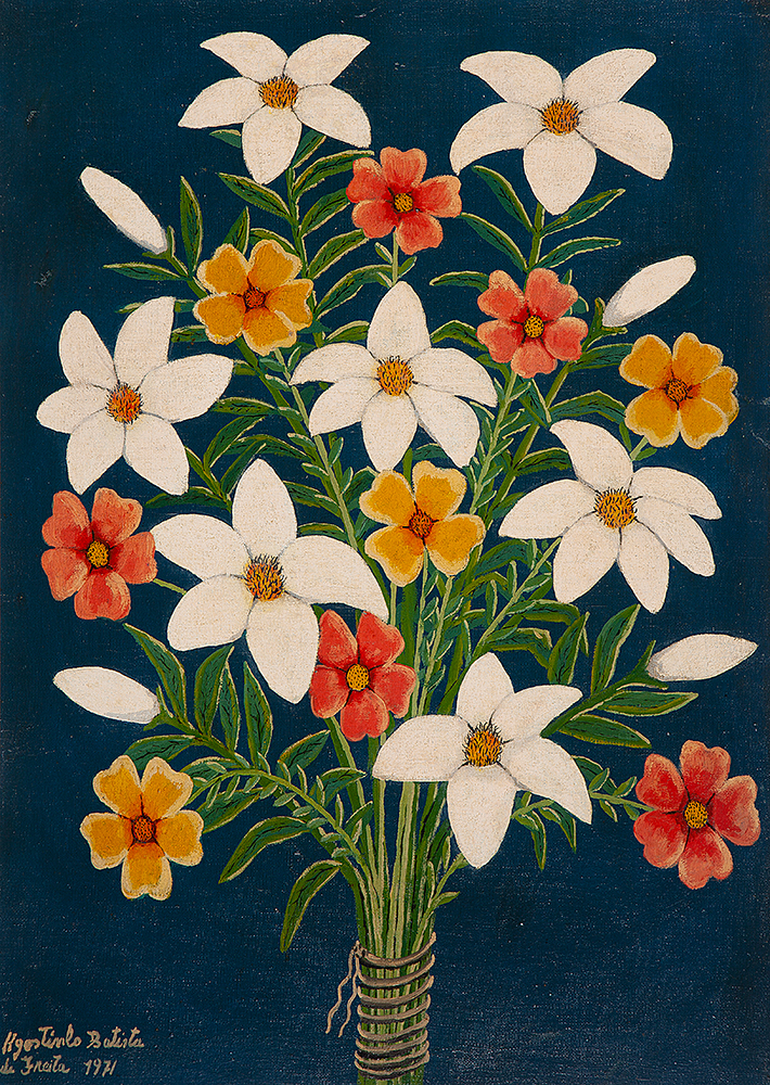 AGOSTINHO BATISTA DE FREITAS - “Vaso de Flor”, Óleo sobre tela, Ass.dat.1971 inf.esq., 70 x 50 cm.