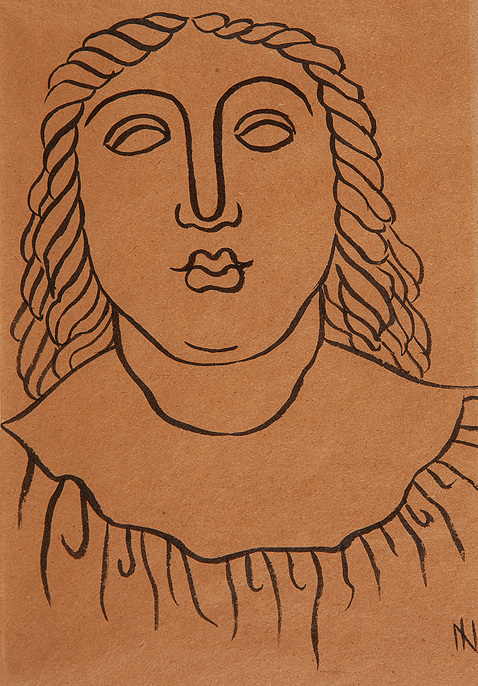 ISMAEL NERY - “Moça” Nanquim sobre papel, Ass.inf.dir. num.PIML 740 no verso, C.1928, 20 x 14 cm. - Reproduzida no catálogo de exposição de 14 a 23 de Outubro 1976 realizada na Grifo Galeria de Arte.