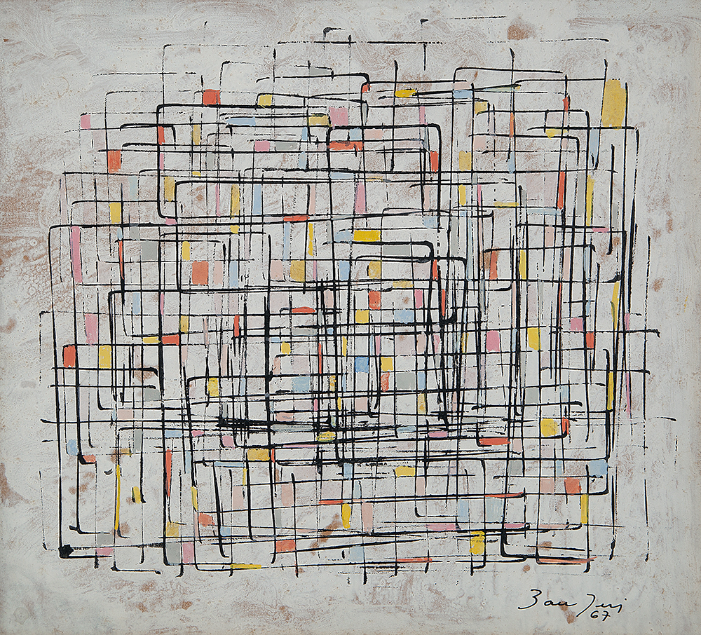 ANTÔNIO BANDEIRA “Abstrato”, Guache sobre cartão, Ass.dat.1967 inf. dir., 30 x 33 cm. Com etiqueta da Dan Galeria no verso.
