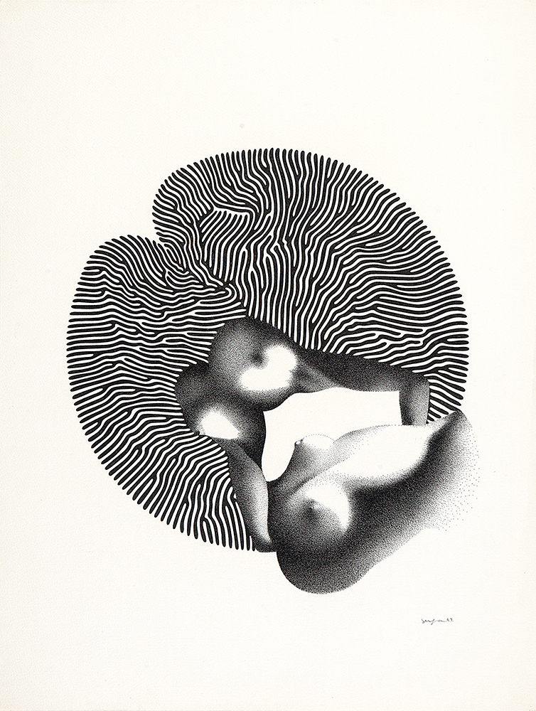 IVAN SERPA - “Sem título” Nanquim sobre papel, Ass.dat.1969 inf.dir, ass.dat. no verso, 63 x 48 cm.