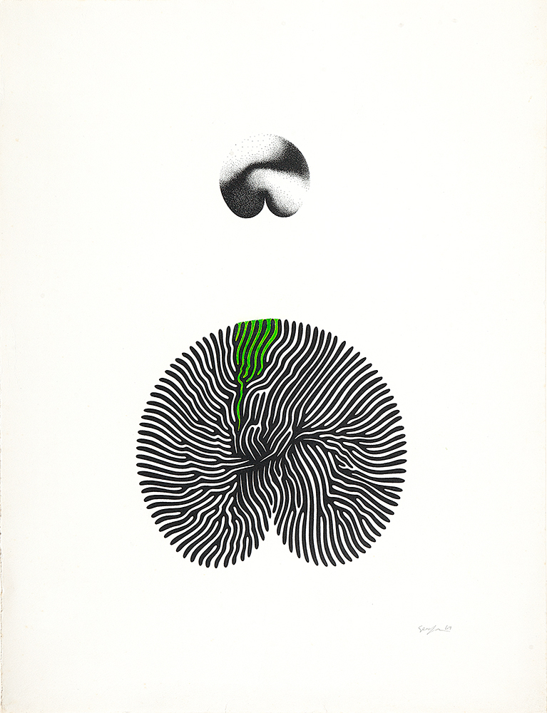 IVAN SERPA - “Sem título” Nanquim sobre papel, Ass.dat.1969 inf. dir, ass.dat. no verso, 65 x 50 cm.