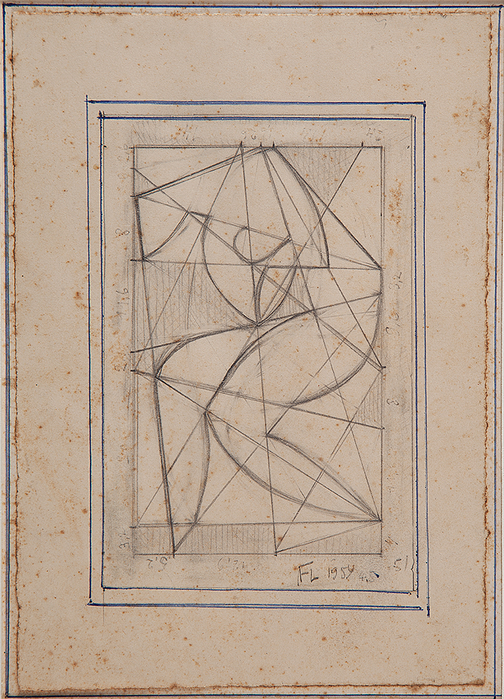 SAMSON FLEXOR - “Sem título” Desenho a lápis e caneta sobre papel, Ass.dat.1954 inf.dir, 22 x 16 cm.