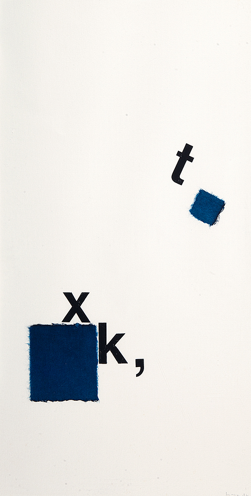 MIRA SCHENDEL - “Toquinho” Colagem e letra set sobre papel, Ass.dat.1972 inf.dir, 49 x 25 cm.
