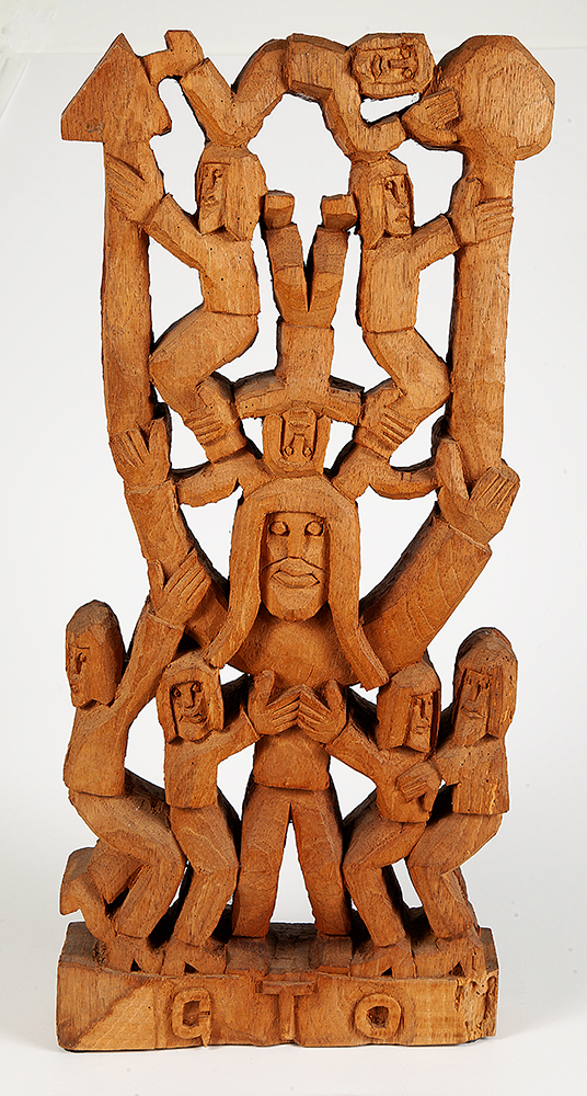 GTO (GERALDO TELES DE OLIVEIRA - “Sem título” Escultura em madeira – Dupla Face, Assinada, 63 x 30 x 7 cm.