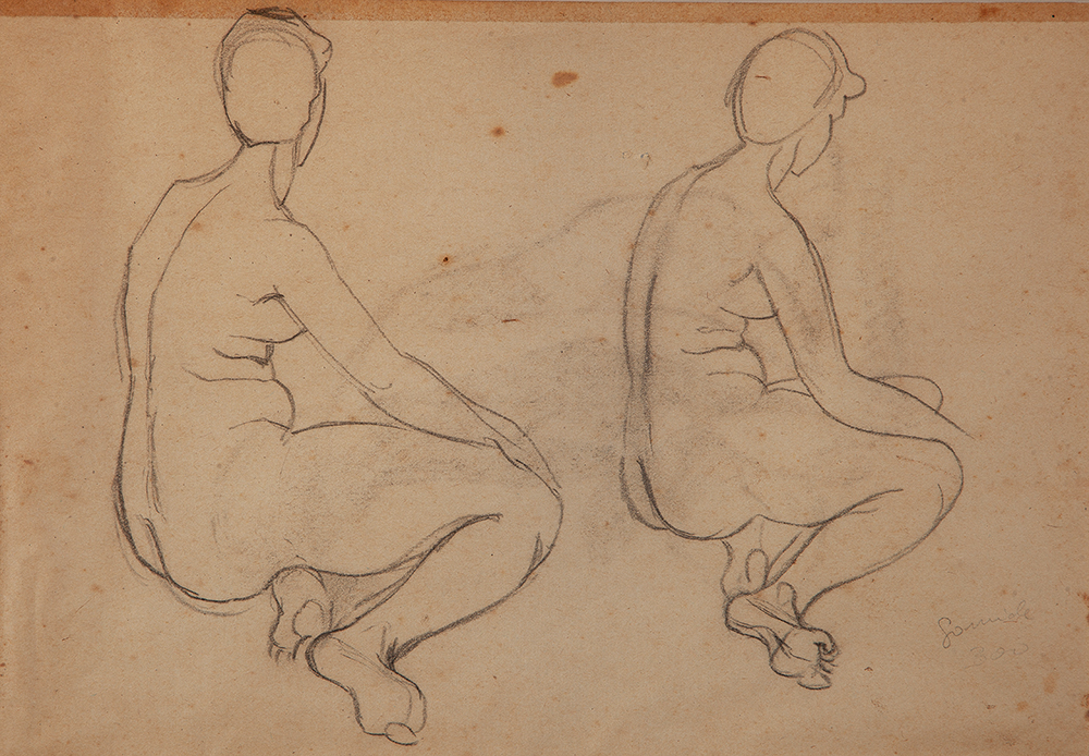 ANTÔNIO GOMIDE - “Nu feminino” Desenho a carvão, Ass.inf.dir, 33 x 45 cm. - Com certificado de autenticidade emitido por Clara Pascowitch.