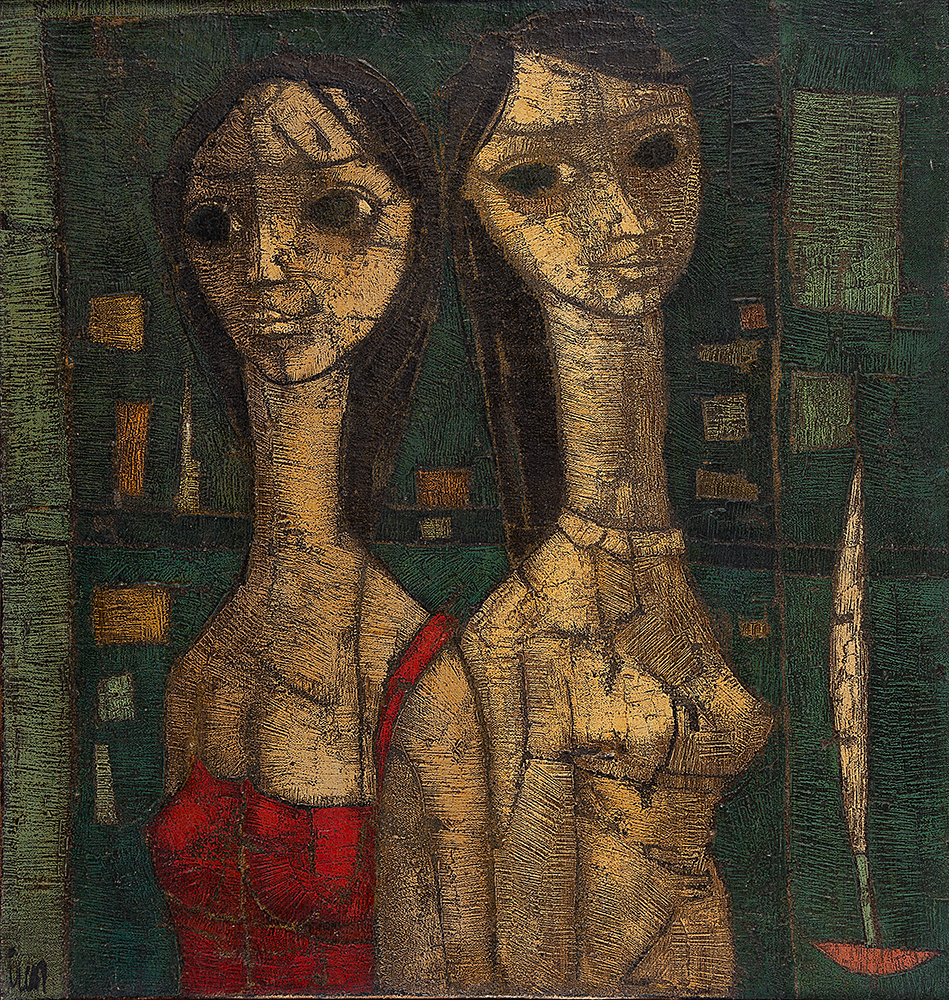 INOS CORADIN - “Mulheres” Óleo sobre tela, Ass.inf.esq, 63 x 60 cm.