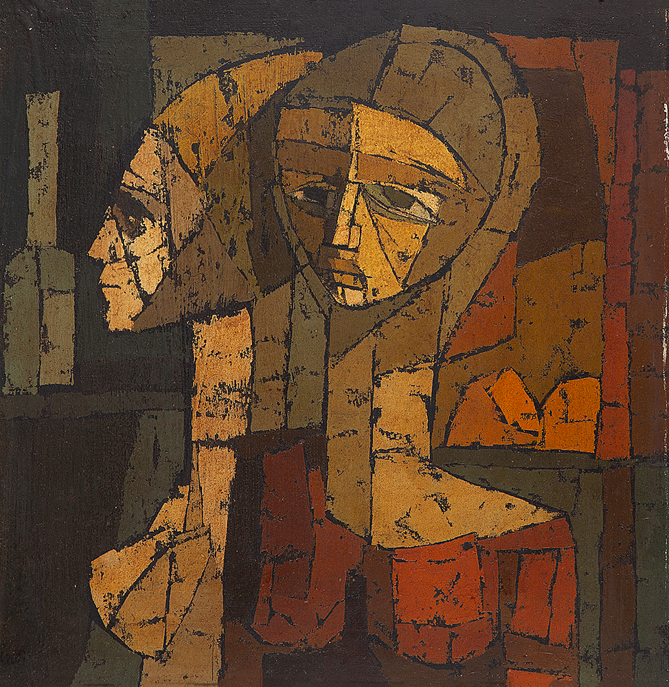 INOS CORADIN - “Duas mulheres” Óleo sobre eucatex, Ass.inf.esq, 63 x 60 cm.