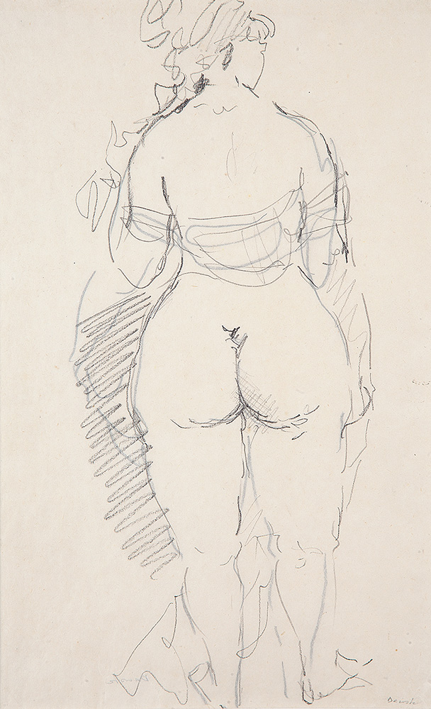 MILTON DA COSTA - “Figura de costas” Desenho a lápis, Ass.inf.dir, 29 x 18 cm.
