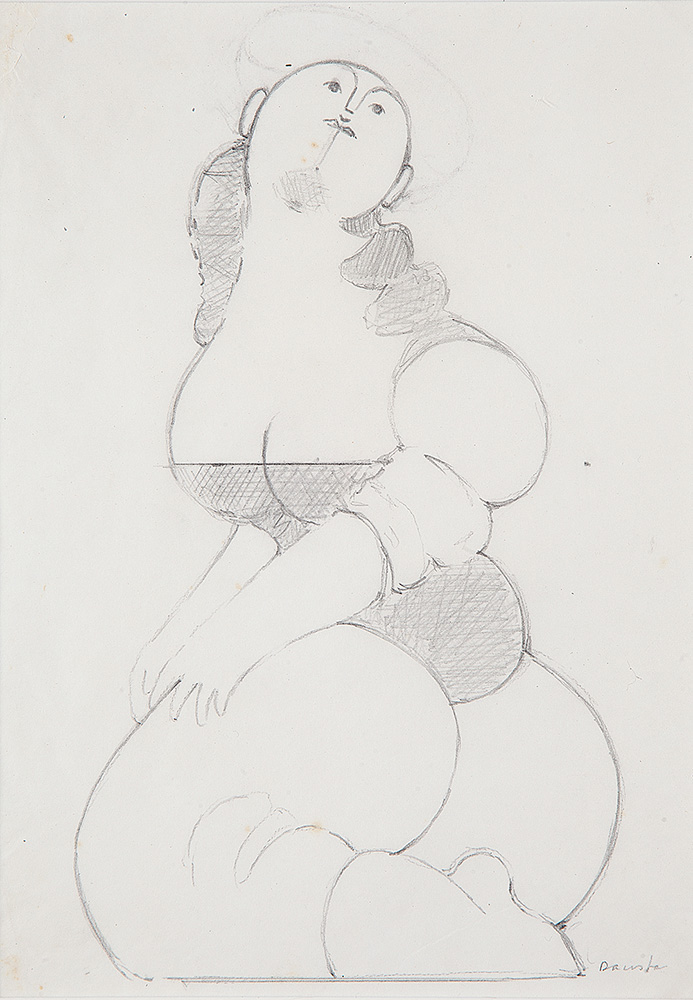 MILTON DA COSTA - “Figura” Desenho a lápis sobre papel, Ass.inf.dir, 21 x 15 cm.