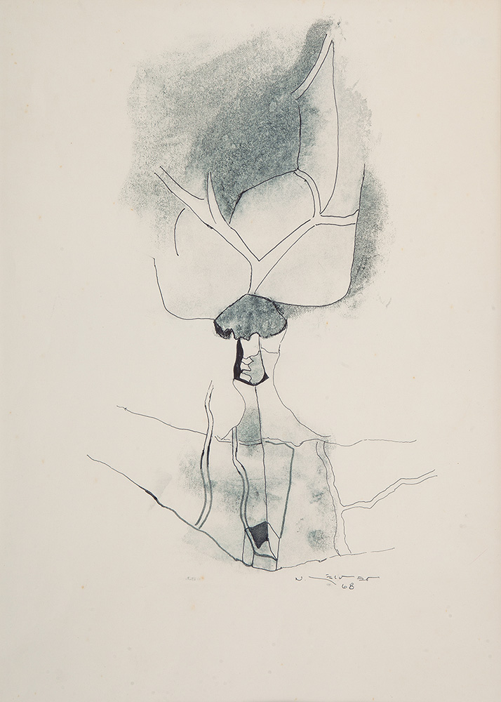 NELSON LEIRNER - “Sem título” Nanquim e guache sobre papel, Ass.dat.1968 inf.dir, 50 x 35 cm.