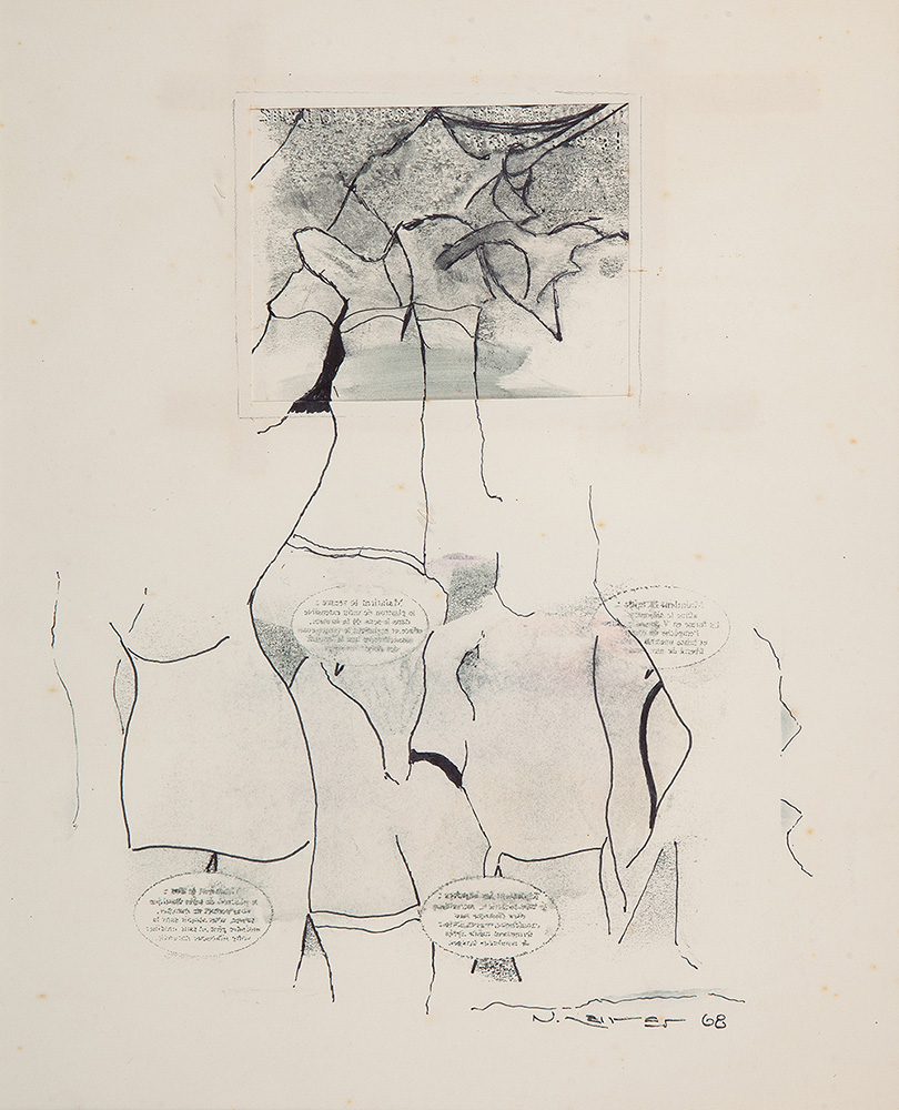 NELSON LEIRNER - “Sem título” Nanquim e guache sobre papel, Ass.dat.1968 inf. dir, 38 x 31 cm.