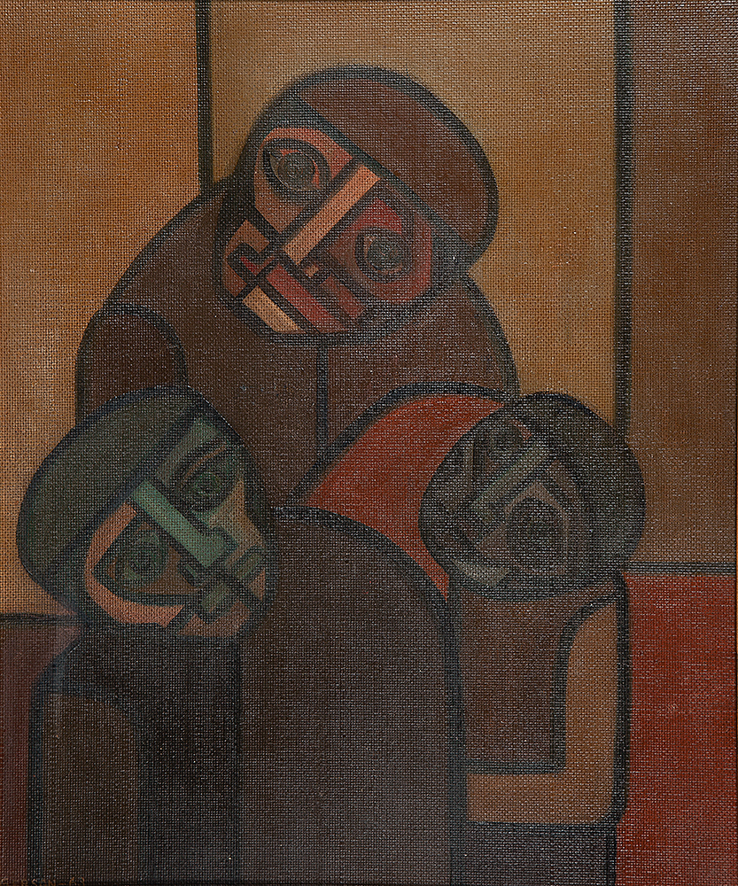 GERSON DE SOUSA - “A família” Óleo sobre eucatex, Ass.dat.1963 inf.esq, 56 x 47 cm.