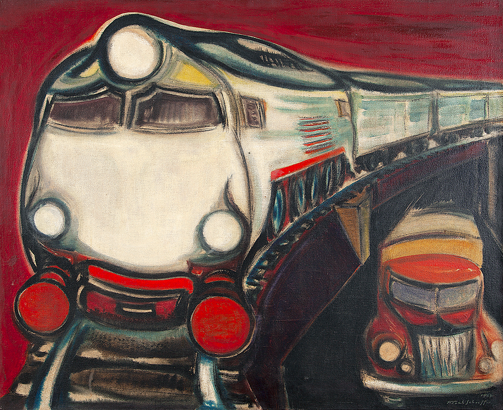 FRANK SCHAEFFER - “Trem” Óleo sobre tela, Ass.dat.1969 inf.dir, 81 x 100 cm.