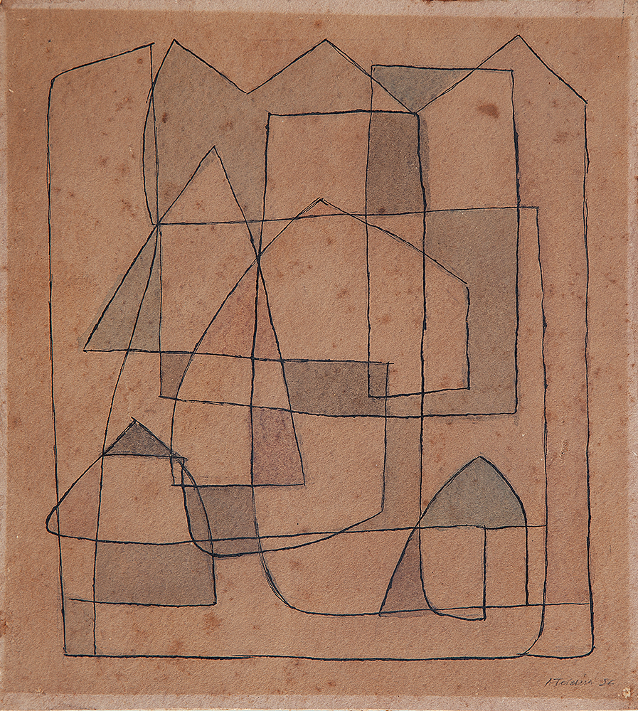 ALBERTO TEIXEIRA - “Sem título”- Nanquim, aquarela e guache sobre papel - Ass.dat.1956 inf.dir. - 23 x 21 cm.