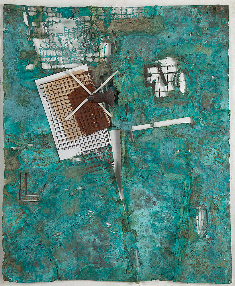HILAL SAMI HILAL - “Mão boba”- Cobre, corrosão e oxidação - 2012 - 67 x 54 cm.
