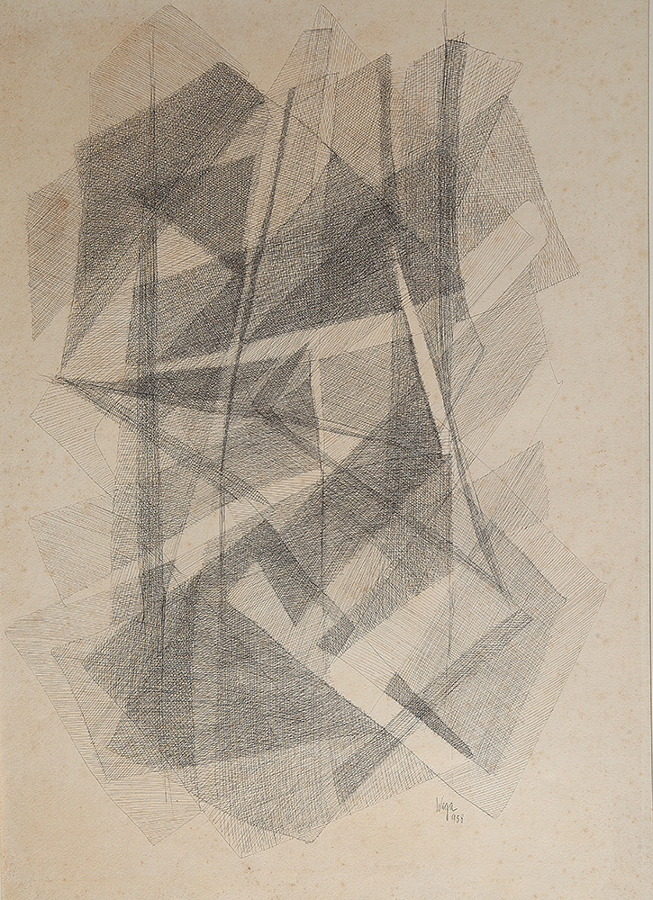 WEGA NERY - “Sem título”- Nanquim sobre papel - Ass.dat.1958 inf.dir. - 59 x 42 cm.