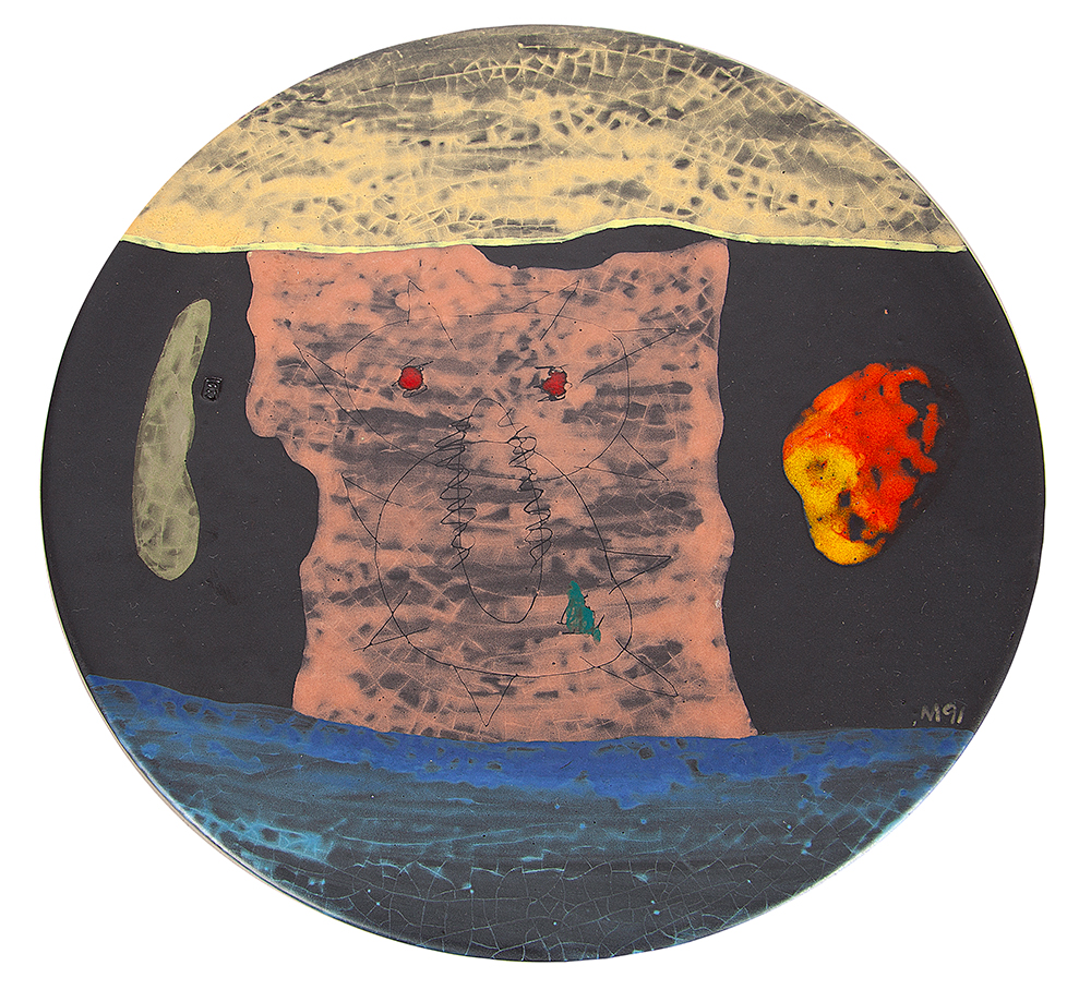 MEGUMI YUASA - “Sem título”- Pintura sobre prato - Assinado - 1991 - 30 cm diâmetro.