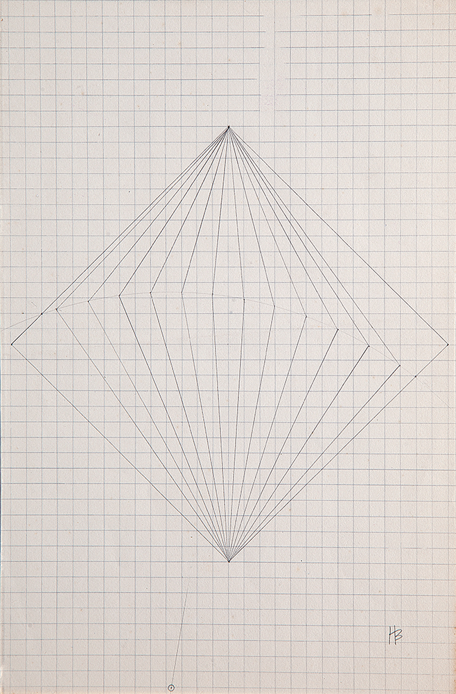 HERCULES BARSOTI - “Sem título”- Desenho a lápis sobre papel milimetrado -Ass.inf.dir. - 22,5 x 15 cm.